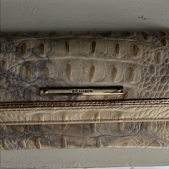 Brahmin Cream and Gray Wallet with Textured Design - Picture 2 of 4